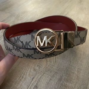 MK Logo Tan/Red Twist Reversible Belt (LARGE)